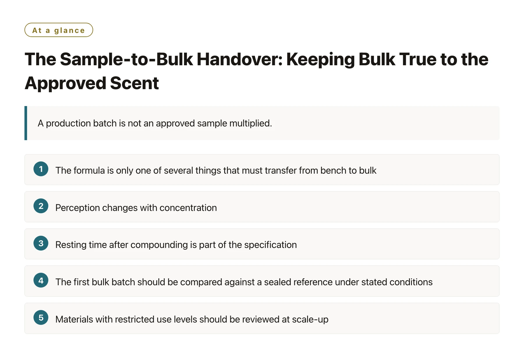 The Sample-to-Bulk Handover: Keeping Bulk True to the Approved Scent——全文要点速览